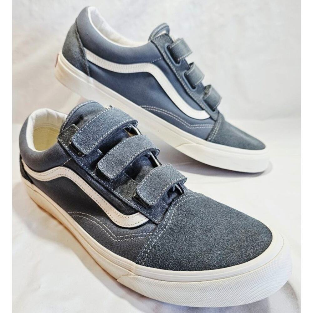Vans Men's Suede Old Skool V Triple Strap Suede Skate Shoe Size 13 Blue Gray